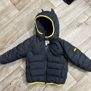 Kids Batman Black Puffer Jacket with Batman Hood